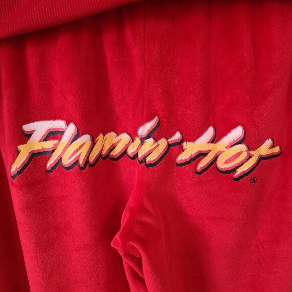 Cheetos Flamin Hot Red Velour Tracksuit Small Athleisure Zip Hoodie Sweatpants - Picture 8 of 9